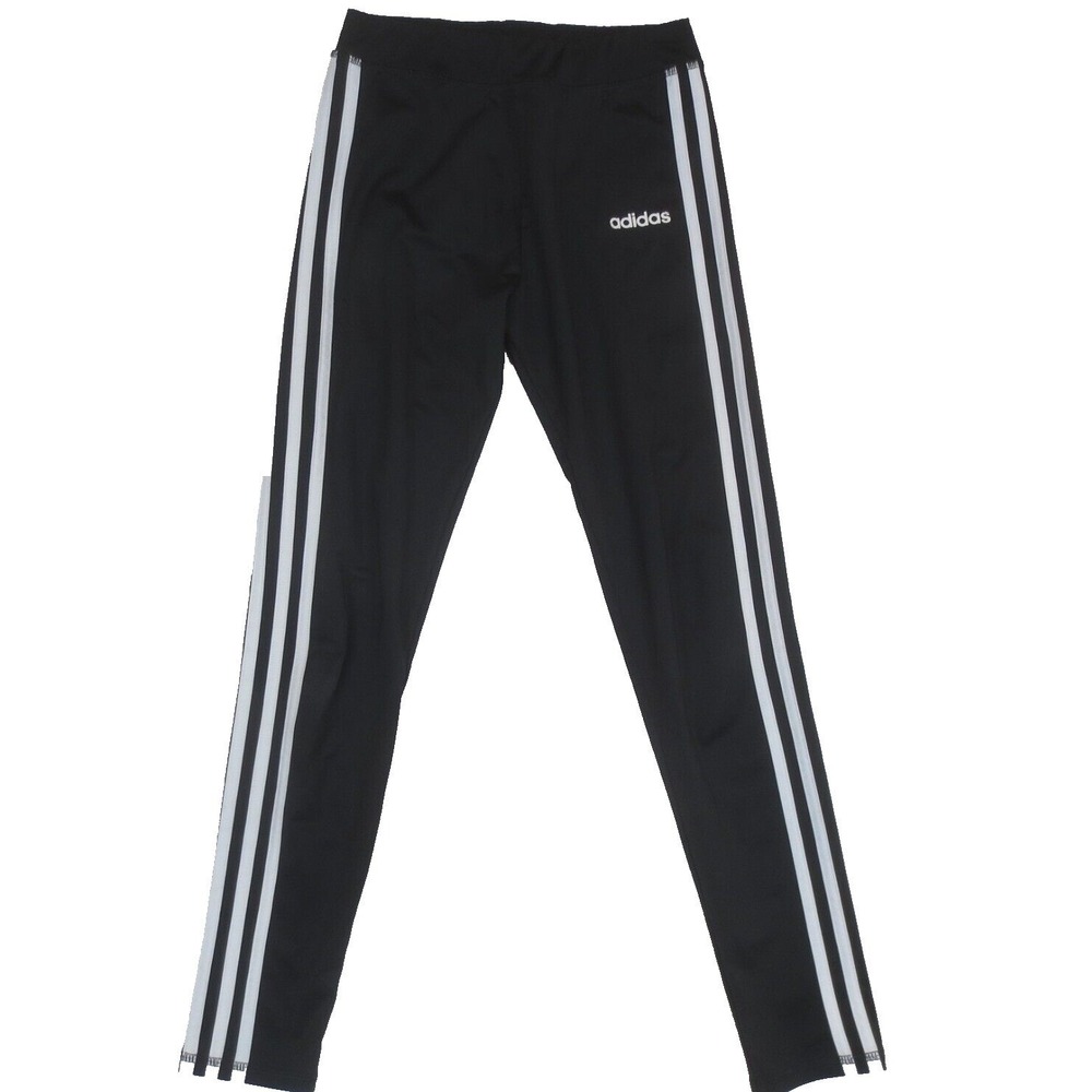 Adidas Leggings Girls Large 14 Black 3 Stripe Logo Athletic Pants School Casual